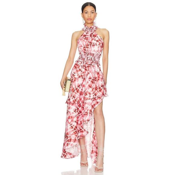 ELLIATT mckenzie high neck smocked asymmetric maxi summer dress Size XL NWT$340 - Picture 5 of 10